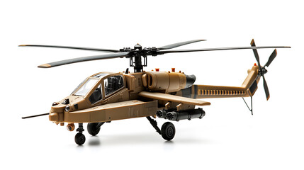Fototapeta premium detailed toy helicopter gunship model in tan color, showcasing realistic features and design. Perfect for collectors and enthusiasts
