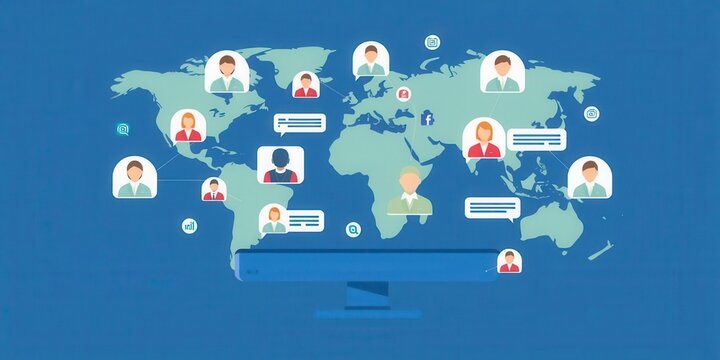 Busy and vibrant social media background with icons and symbols, mobile, concept, networking