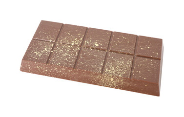 One Dubai chocolate bar with pistachios and knafeh isolated on white