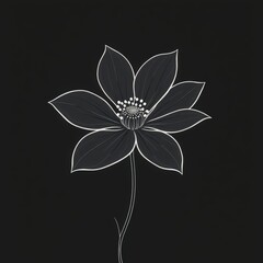 Obraz premium Whispers of Elegance A Stylized Flower Blooms in Ethereal Contrast, Petals Framing a Universe of Seed-Like Secrets Against a Mysterious Abyss.