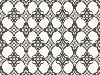 Fototapeta premium Flat outline moroccan seamless pattern with intricate geometric design, repeat, tile, background