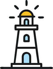 Light House Vector on White Background