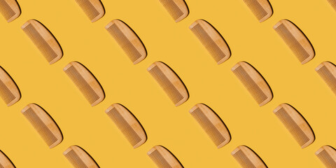 Beard comb pattern on a yellow background.