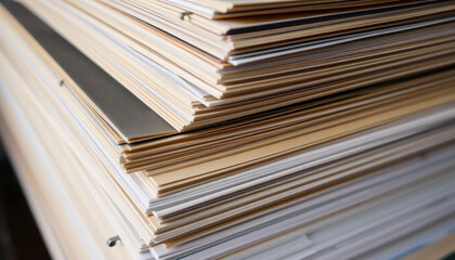 Mountains of Paper A Towering Testament to Organization and Documentation, Capturing the Chaos of Works Ever-Multiplying Tasks.