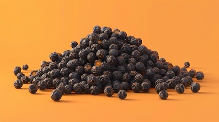 Closeup of a mound of freshly harvested black peppercorns a popular and versatile spice used in various cuisines for its distinctive aroma and pungent flavor