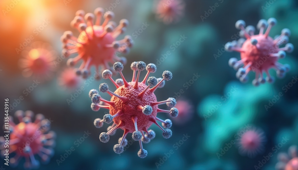 Poster Closeup view of oxidative stress in cells. Cellular aging analysis shows difference in oxidative stress between young cells, old cells. Microscopic view of cellular morphology changes. Dynamic
