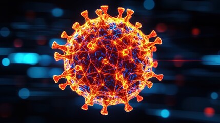 Covid-19 virus structure global pandemic scientific illustration digital art macro view viral biology