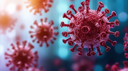 Covid-19 virus spread global impact scientific illustration digital rendering close-up health crisis awareness