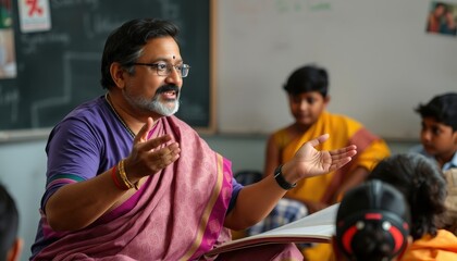 Tradition Meets Knowledge A Dynamic Classroom Interaction Where Culture Inspires Curiosity Among Eager Learners.