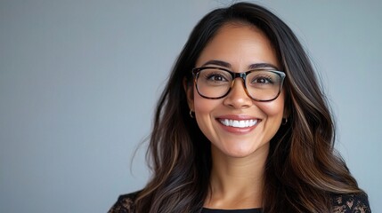 Fototapeta premium Confident Businesswoman Smiling at Camera in Professional Setting