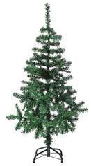 Christmas tree without toys on a white isolated background.