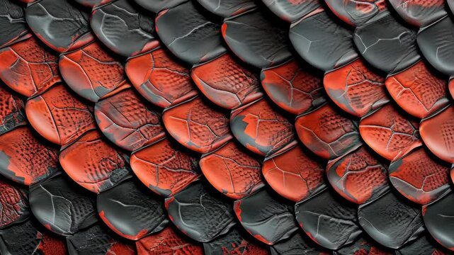 Bold red and black snake skin pattern for dynamic interiors, Ai Generated.