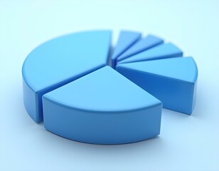 3D render of a pie chart icon, with distinct segments, isolated on a transparent background cutout ia 