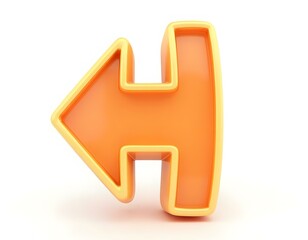 one orange arrow 3d render icon isolated on transparent background cutout ia