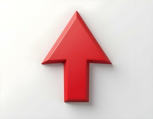 one red arrow 3d render icon isolated on transparent background cutout ia