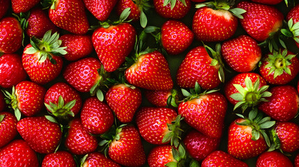 A colorful arrangement of strawberries.