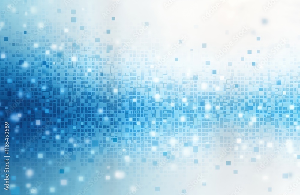 Poster Abstract blue pixel grid design. Modern mosaic pattern. Digital background. Futuristic tech style. Suitable for app design web layout. Seamless texture. Visual concept of modern technology. Geometric
