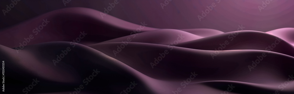 Poster Abstract purple gradient background. Smooth flowing lines create elegant design. Dark shades blend seamlessly into rich purple color. Effect perfect for modern design project. Minimalistic style