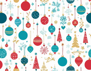 Set of colorful hanging Christmas balls and decorations. Christmas holiday concept. Vector flat cartoon illustration.