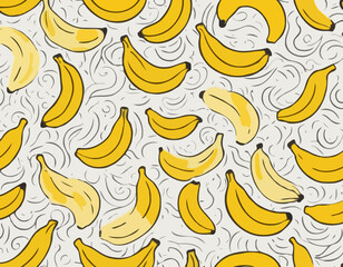 Vector seamless yellow banana pattern. Trendy hand drawn texture. Modern abstract design for paper, cover, fabric..