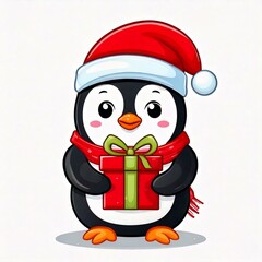 Cute Christmas Penguin Character Design Illustration