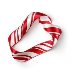 Fototapeta premium Red and white striped ribbon isolated on white background