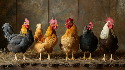 Studio Shot of a Chicken Bird with Detailed Feathers