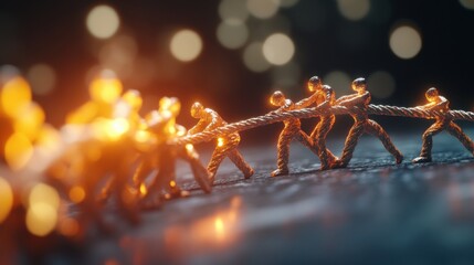 Abstract teamwork concept with diverse figures collaborating in unison