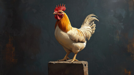 Studio Shot of a Chicken Bird with Detailed Feathers