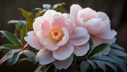 冬に咲く淡いピンクのハボタン – カールした葉と魅力的な花芯
