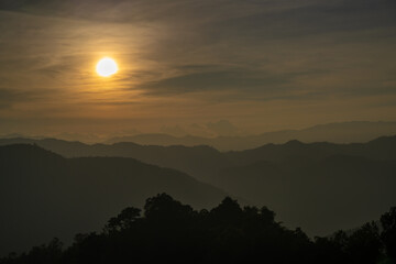 sunset with colorful sky and mountain in the evening is very beautiful landscape view 