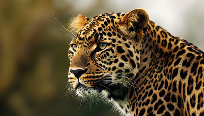 Obraz premium Leopard Profile: Head and Shoulder Detail