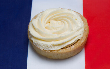 french dessert tart on french flag