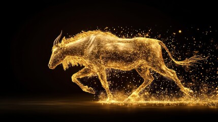 Golden Wildebeest Galloping with Fluid Power and Energy in Abstract