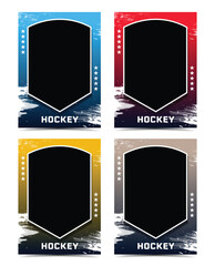 Hockey player trading card frame border template design flyer