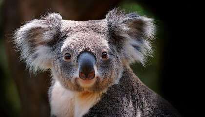 Obraz premium Close-Up of a Koala, Emphasizing Its Gentle Expression and Fur Texture
