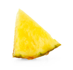 One slice of ripe pineapple isolated on white