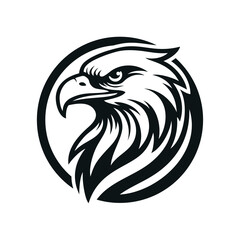 Eagle head logo vector simple hand draw in circle