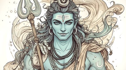 Hindu God Shiva Digital Art
