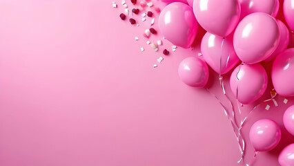 Festive sweet pink balloons background banner celebration theme