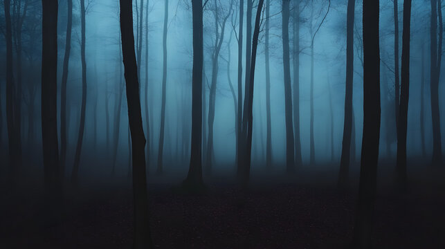 Dark, foggy forest