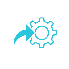 Implementation Process Gear Icon. Isolated on white background. Blue icon set.