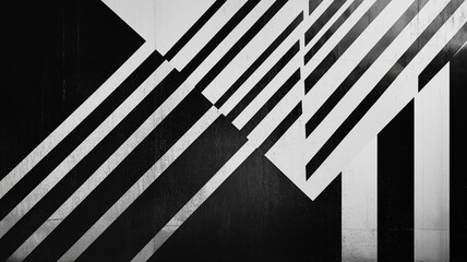 Abstract Black and White Stripes Geometric Pattern