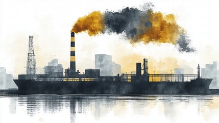 Obraz premium Industrial Harbor at Sunset