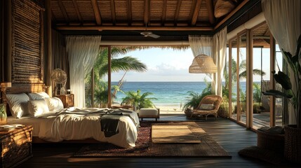 Tropical Beachfront Bedroom: Luxurious Getaway