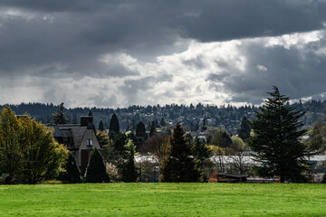 Portland, Oregon Skyline on Stormy Day