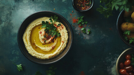 Studio Shot of Falafel and Hummus - Savory Middle Eastern Delights in Focus