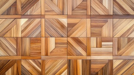 A textured wood panel featuring geometric patterns and various shades of brown, creating a warm and stylish aesthetic.
