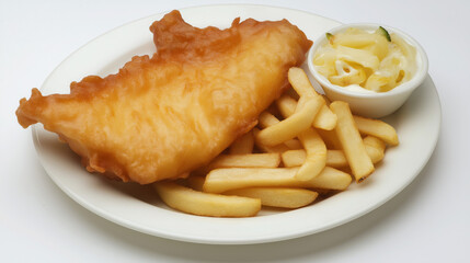 Studio Shot of Fish and Chips - Crispy and Golden Classic Dish