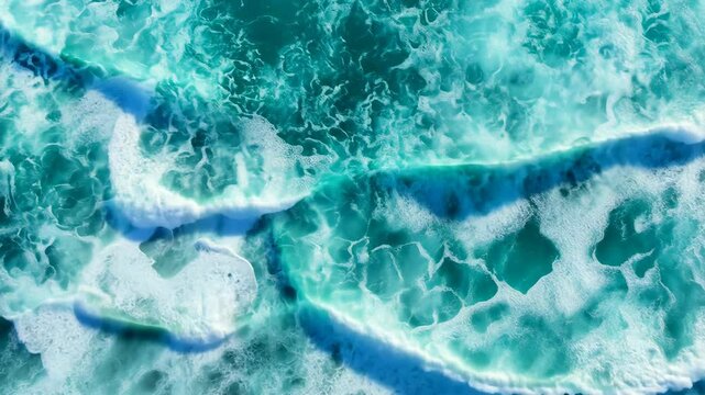 Waves crashing against shore in vibrant blue ocean during sunny daytime